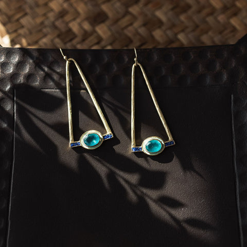 Aditi Earrings-lapis, blue topaz