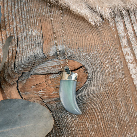 aqua horn necklace