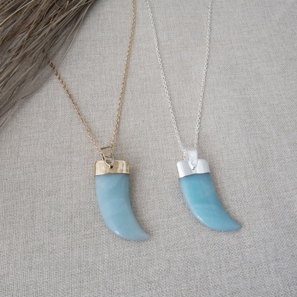 aqua horn necklace
