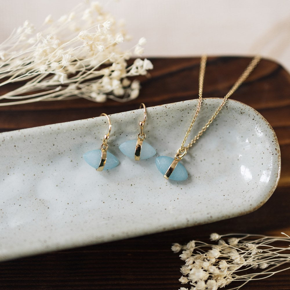 cat eye earrings-aqua