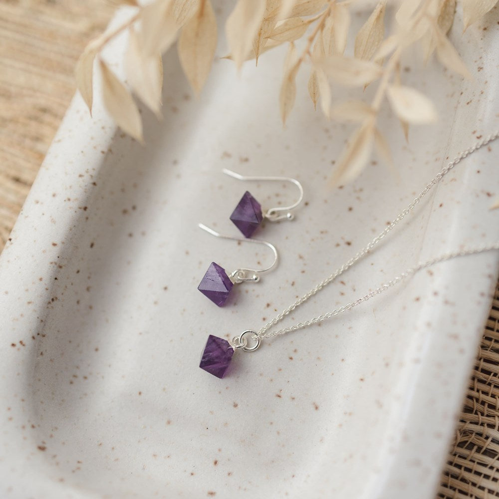 diamond drop necklace-amethyst