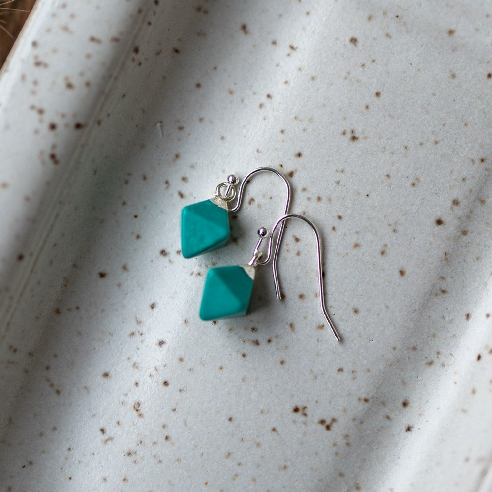 diamond drops earrings - turquoise