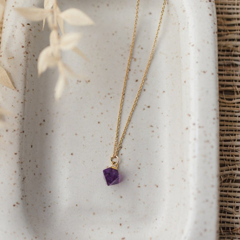 diamond drop necklace-amethyst