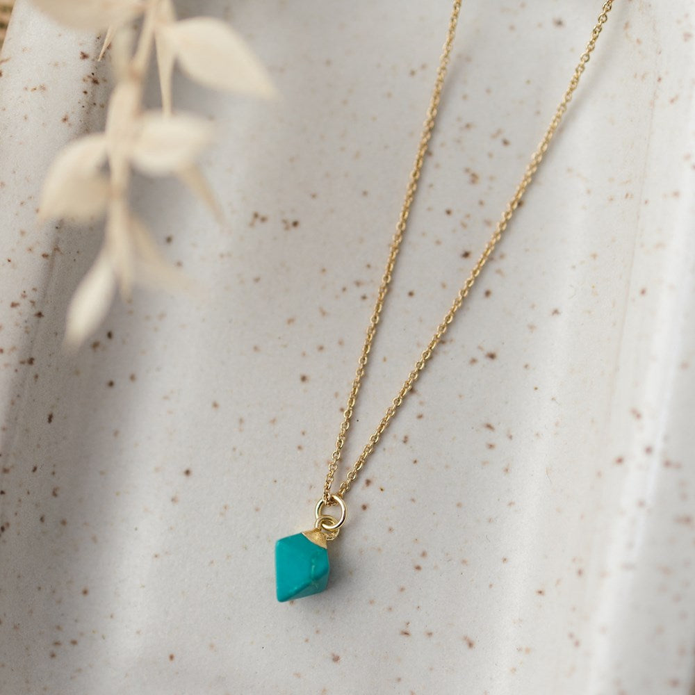 diamond drops necklace-turquoise