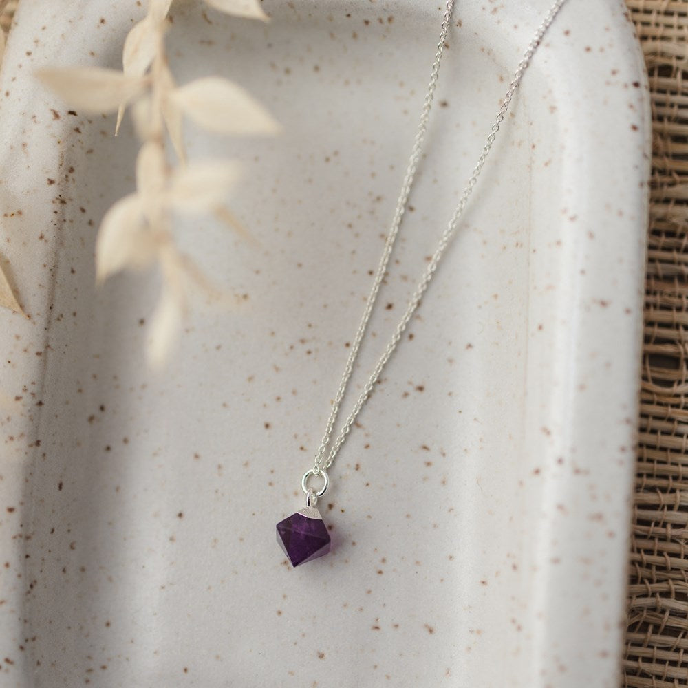 diamond drop necklace-amethyst