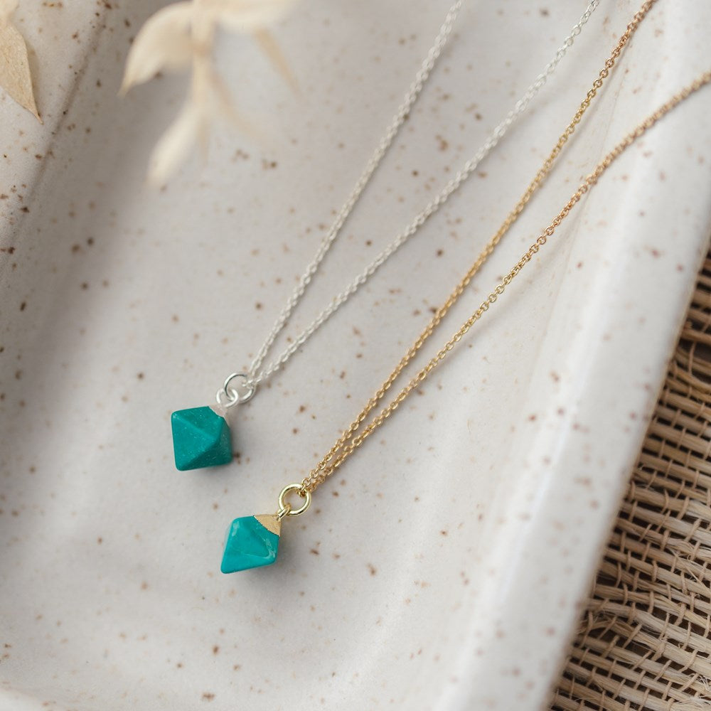 diamond drops necklace-turquoise