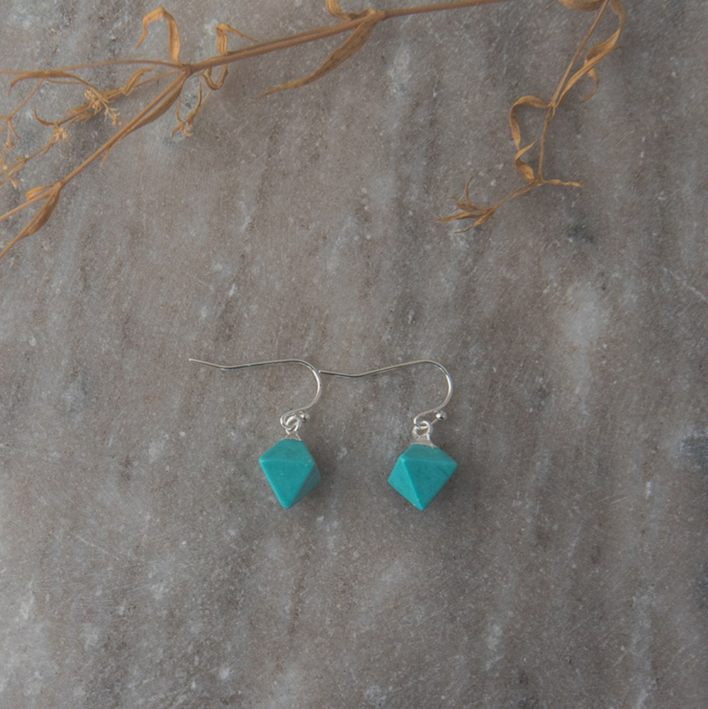 diamond drops earrings - turquoise