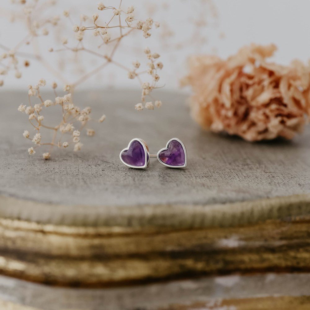 heart of stone studs-amethyst