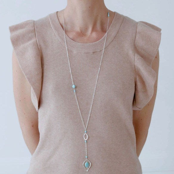 lennox necklace-silver/turquoise