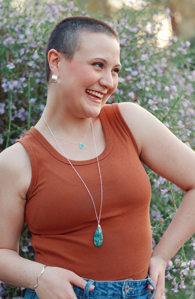 stone fleck necklace-turquoise