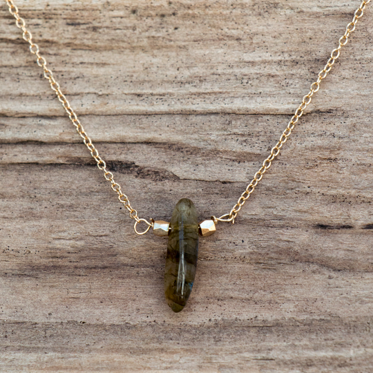 this is me necklace-gold/labradorite