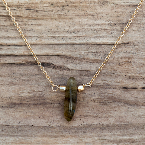 this is me necklace-gold/labradorite