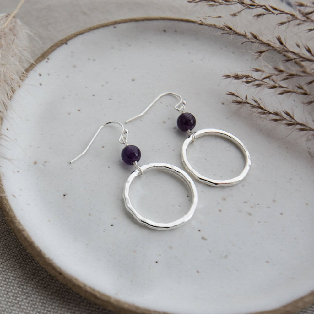 halo earrings-amethyst