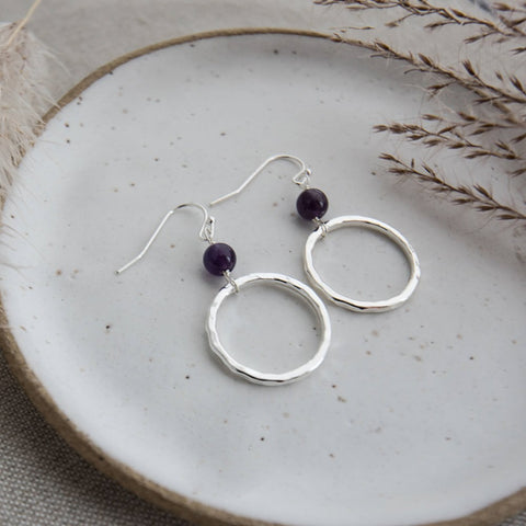halo earrings-amethyst
