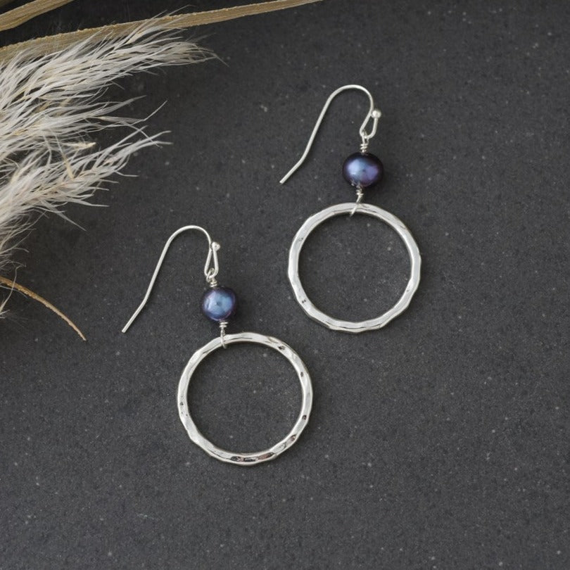 halo earrings-oil pearl