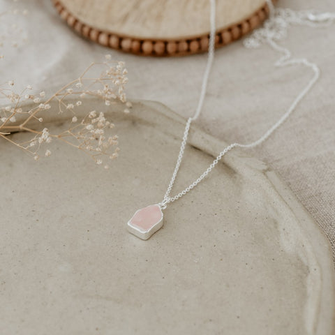 stone fleck necklace-rose quartz