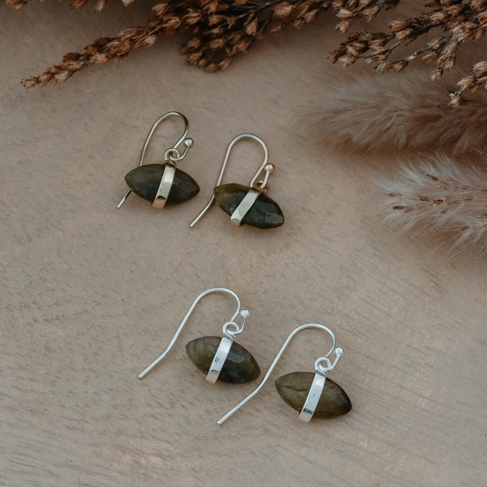 cat eye earrings-labradorite