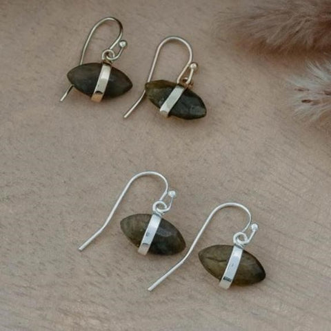 cat eye earrings-labradorite