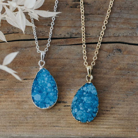 raindrop necklace-aqua