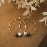 earthy whispers hoops-wood/pearl
