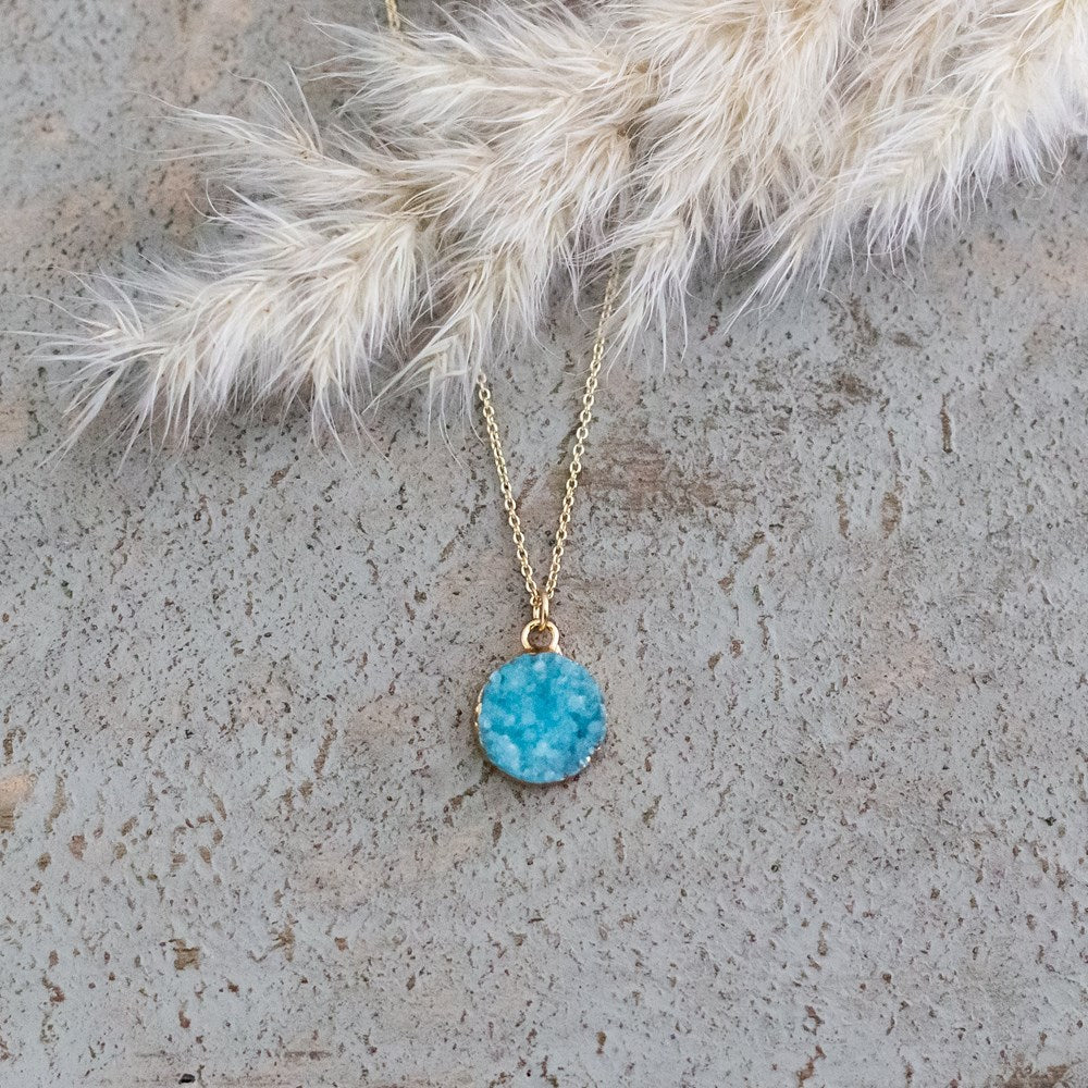 full moon necklace-aqua