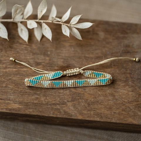 gypsy bracelet-turquoise/gold/aqua/tan