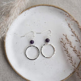 halo earrings-amethyst