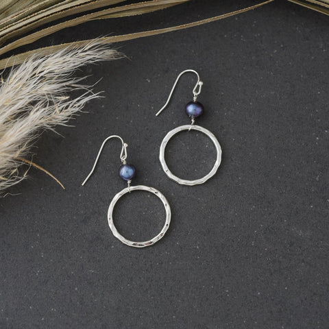 halo earrings-oil pearl
