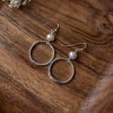 halo earrings-white pearl
