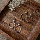 halo earrings-white pearl