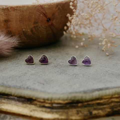 heart of stone studs-amethyst