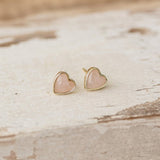 heart of stone studs-rose quartz