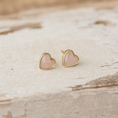 heart of stone studs-rose quartz