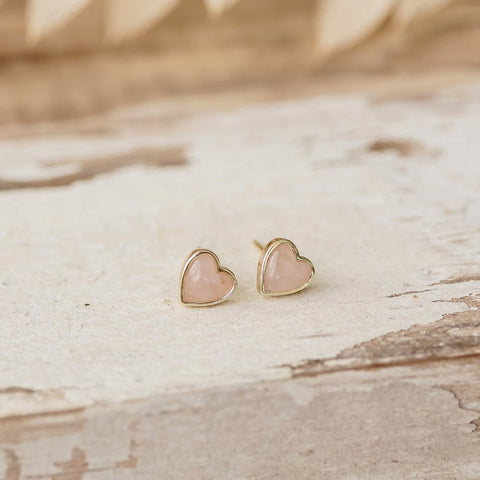 heart of stone studs-rose quartz