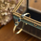 Laksha Cuff-chalcedony, blue topaz, labradorite