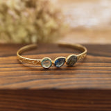 Laksha Cuff-chalcedony, blue topaz, labradorite