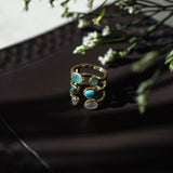 Laksha Ring-moonstone, copper turquoise, chalcedony
