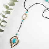 lennox necklace-gold/black/turquoise