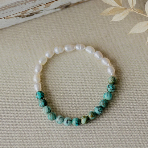 naya bracelet-white pearl/turquoise