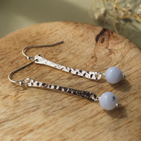 off beat earrings-blue lace agate