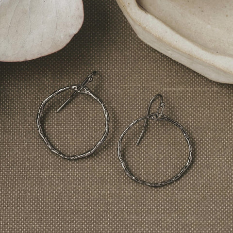 sacred hoop earrings-black