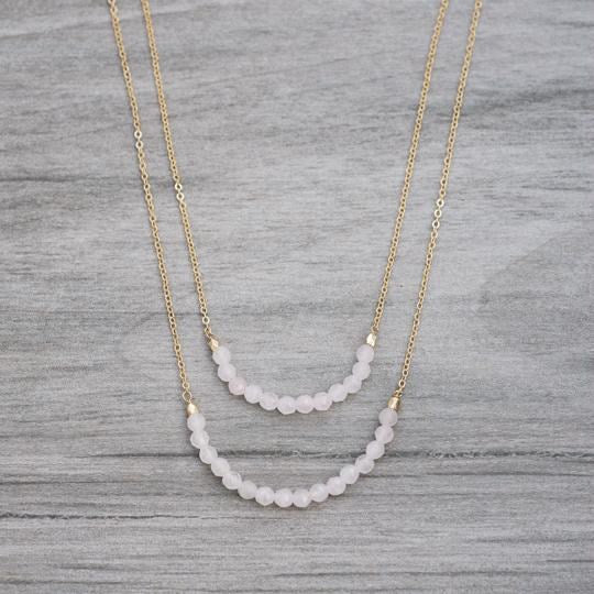 seeing double necklace-rose quartz