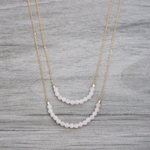 seeing double necklace-rose quartz