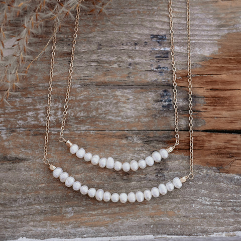 seeing double necklace-white pearl