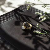 Shruti Ring-tourmalinated quartz, rainbow moonstone