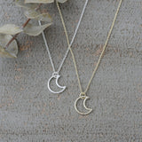 silhouette moon necklace