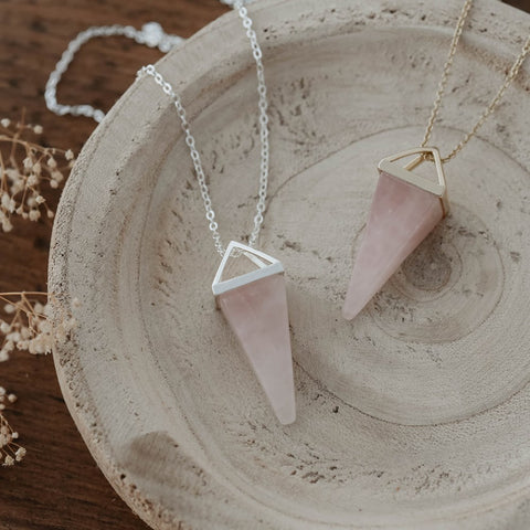 spectrum necklace-rose quartz