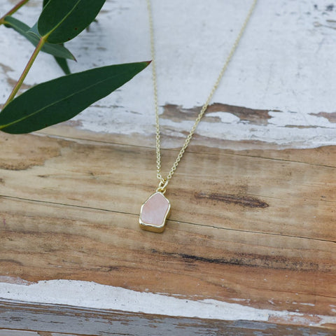 stone fleck necklace-rose quartz