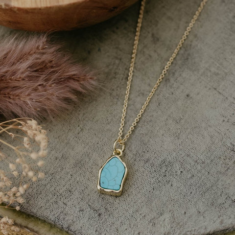 stone fleck necklace-turquoise