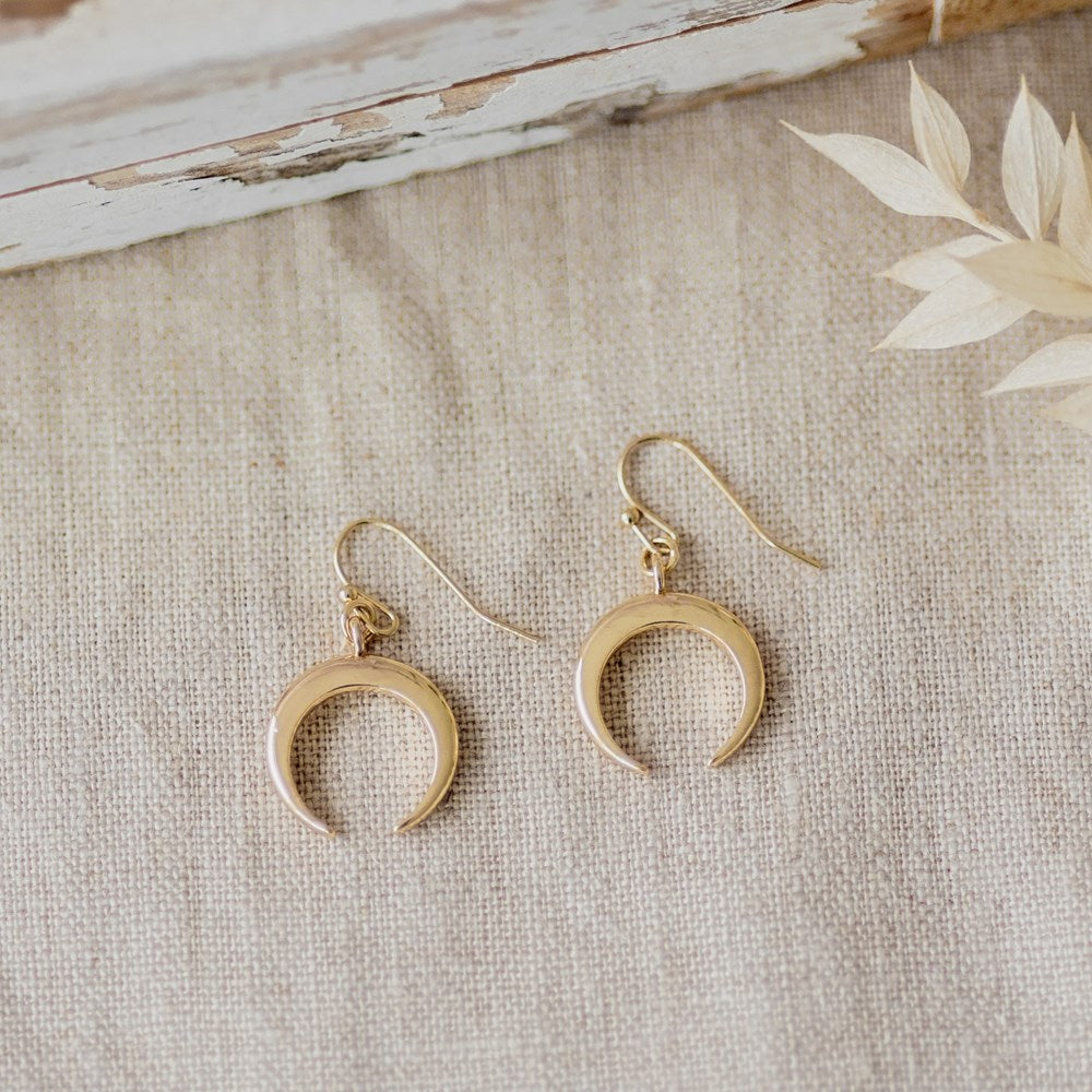 upside down moon earrings